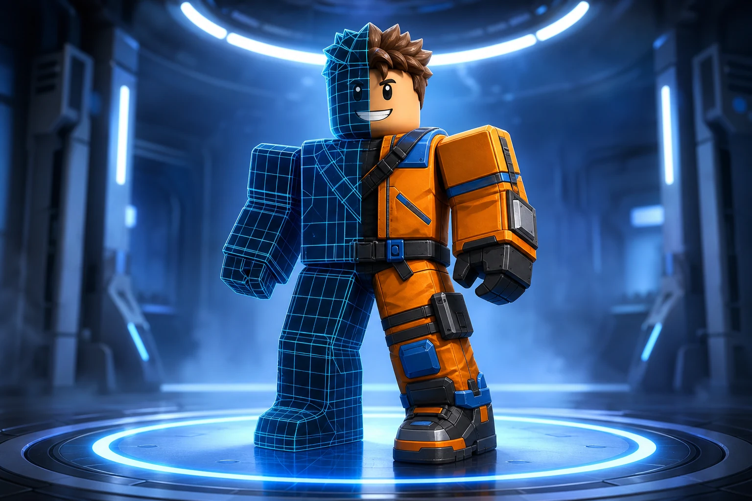 Original block avatar changing from wireframe into a finished character